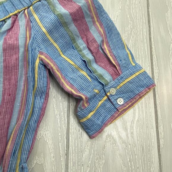 Frame Women's Blue & Purple Multi Linen Striped Mini Dress Size Small - Picture 8 of 11